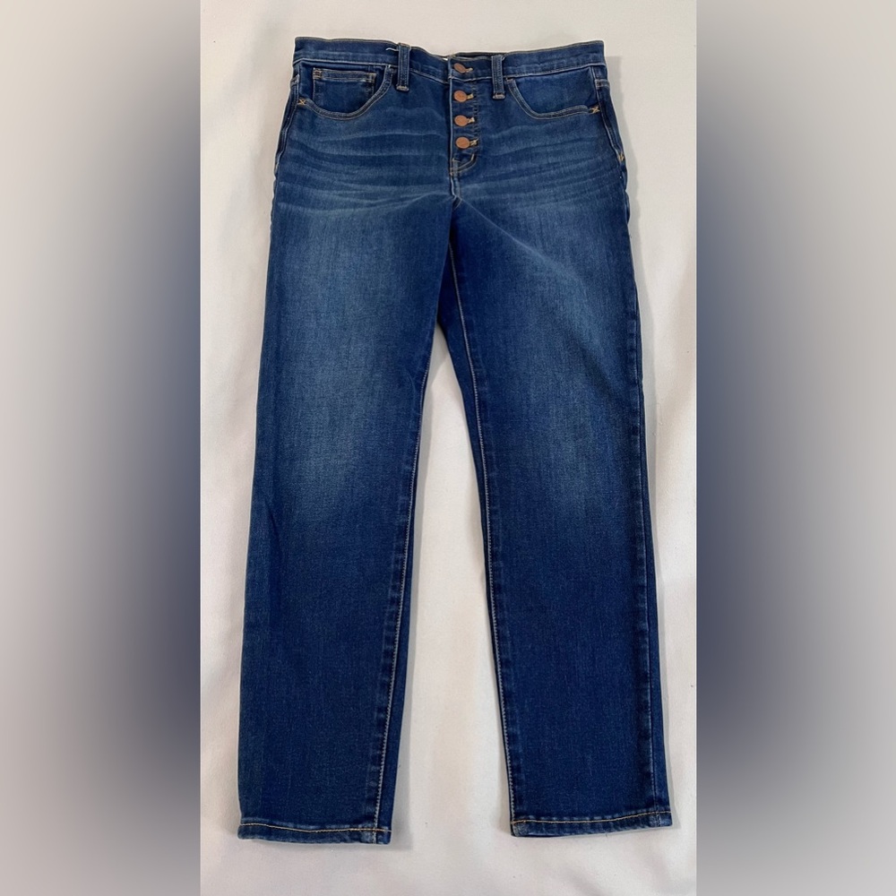 Madewell 10” High Rise Skinny Jeans in Dewitt Wash Size 28 Button Front